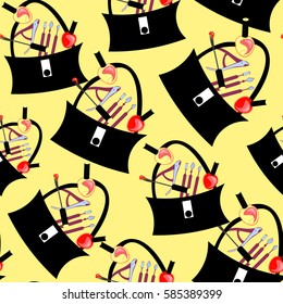 seamless pattern bag ladies with cosmetic  vector illustration