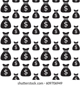 Seamless pattern in a bag with money