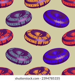 Seamless pattern of bagels with inscription. Vector stock illustration eps10.