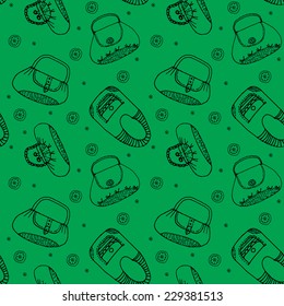 Seamless pattern with  bags and flowers