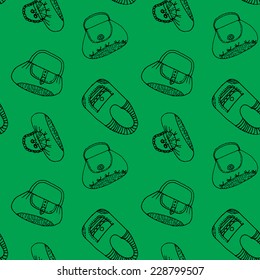 Seamless pattern with bags green