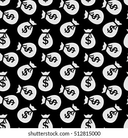 Seamless pattern of bags with money coins. Vector Illustration. EPS10