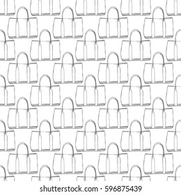 Seamless pattern with bags in a sketch style. Vector illustration.
