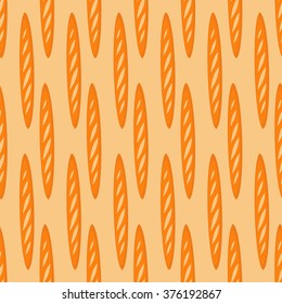 Seamless pattern with baguettes. French bakery illustration background.