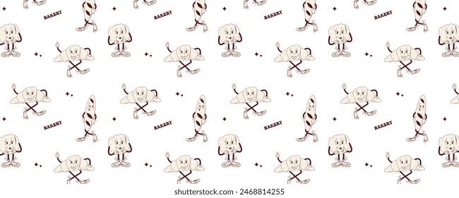 Seamless pattern for bakery packaging design.Packaging design of bread, rolls, bakeries, pastries.