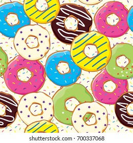 Seamless pattern with bakery and patisserie products, vector illustration for print