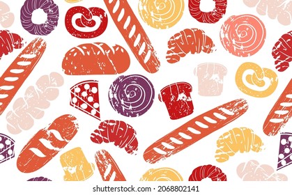 Seamless Pattern with Bakery Products. Vector illustration.