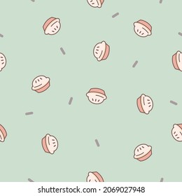 Seamless pattern with bakery products, Vector illustration.