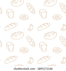 Seamless pattern for bakery or small coffee store or grocery store for the bread and pastry  packaging