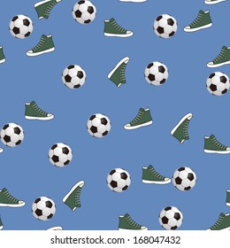 Seamless pattern with ball and gumshoes