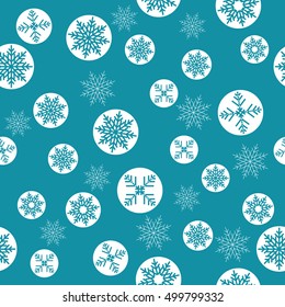 Seamless pattern of ball snowflakes, Christmas and New Year design. Vector illustration