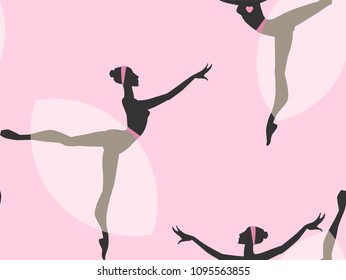 Seamless Pattern with Ballerina Dancing in Tutu. Vector illustration