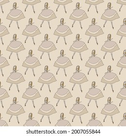 Seamless pattern with ballerinas. Decorative background with dancing cute girls.