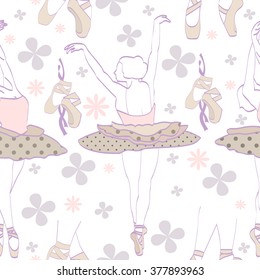 seamless pattern of ballet dancers. ballerina on pointe. ballet dancer background. vector illustration.