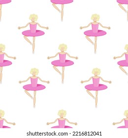 Seamless pattern with ballet dancers. The concept of the opening of the theatrical ballet season. Banner of the opera house.