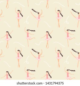 Seamless pattern ballet dancers in motion.