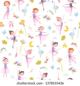 Seamless pattern with ballet dancers. Vector illustration.