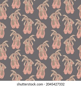 seamless pattern, ballet pointe shoes, vector illustration.
