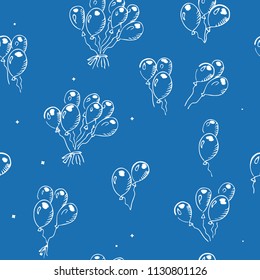 Seamless pattern of balloon birthday illustration sketch.