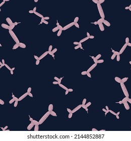 Seamless pattern balloon dogs. Background of circus bubble animal in doodle style. Repeated design texture for printing, fabric, wrapping, wallpaper, tissue. Vector illustration.