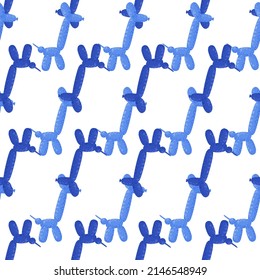 Seamless pattern balloon dogs. Background of circus bubble animal in doodle style. Repeated design texture for printing, fabric, wrapping, wallpaper, tissue. Vector illustration.