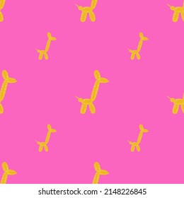 Seamless pattern balloon dogs. Background of circus bubble animal in doodle style. Repeated design texture for printing, fabric, wrapping, wallpaper, tissue. Vector illustration.