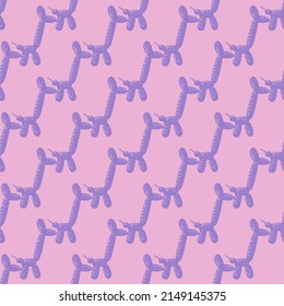 Seamless pattern balloon dogs. Background of circus bubble animal in doodle style. Repeated design texture for printing, fabric, wrapping, wallpaper, tissue. Vector illustration.