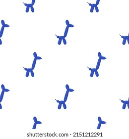 Seamless pattern balloon dogs. Background of circus bubble animal in doodle style. Repeated design texture for printing, fabric, wrapping, wallpaper, tissue. Vector illustration.