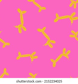 Seamless pattern balloon dogs. Background of circus bubble animal in doodle style. Repeated design texture for printing, fabric, wrapping, wallpaper, tissue. Vector illustration.