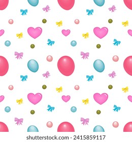 Seamless pattern of balloon heart pastel ball on white  background for background and texture wrapping paper concept