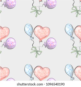 Seamless pattern from balloon balloon on grunge background cute childish style.