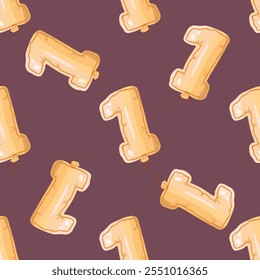 Seamless Pattern of   Balloon in shape of Number One for Baby’s First Birthday Party Celebration