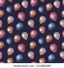 Seamless pattern with balloons. Birthday party, celebration, holiday, event, festive concept.Vector illustration. Perfect for product design, wallpaper, wrapping paper.