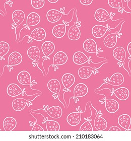 Seamless pattern with balloons. Cute doodle style. Pink and white colors.