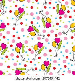 seamless pattern with balloons in doodle style 