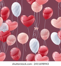 Seamless pattern with balloons. Great for wrapping paper, fabric, wallpaper, textiles. Background for Valentine's Day.