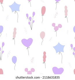Seamless pattern with balloons for greeting cards.
