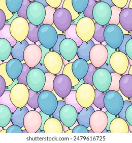 Seamless pattern with balloons - hand drawn vector illustration.