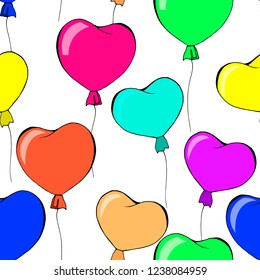 seamless pattern with balloons hearts