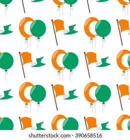 Seamless pattern with a balloons and an Irish flag.