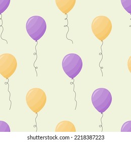 Nahtloses Muster mit Ballons auf beigem Hintergrund. Vorgefertigte Vorlage für Design, Postkarten, Druck, Poster, Party, Valentinstag, Textilien. Vektorgrafik.