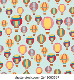 seamless pattern with balloons on a blue background