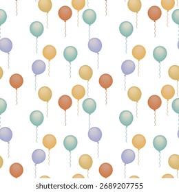 Patrón sin fisuras con globos en colores pastel - Ilustración vectorial dibujada a mano.