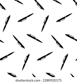 Seamless pattern with ballpoint pen silhouette vector