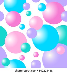 Seamless pattern from balls of gentle pastel colors on a white background. Vector stock.