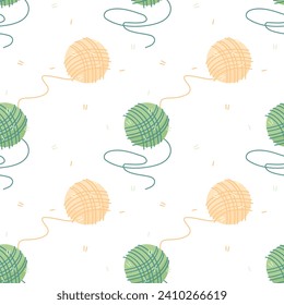Seamless pattern of balls of thread, vector illustration for fabric, print, apparel 