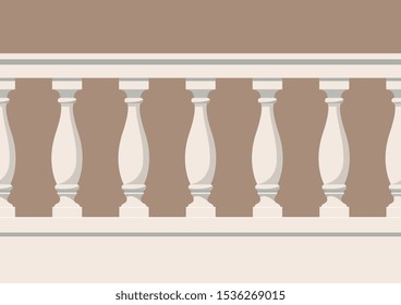 Seamless pattern of balustrade. The enclosure of the balcony or veranda. Architectural part of the order. Vector EPS10