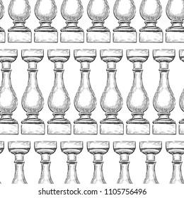 Seamless pattern of balustrade fence