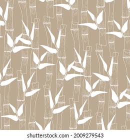 Seamless pattern of bamboo branches. Contour illustration. Design for fabric, print, wallpaper, packaging, textiles.