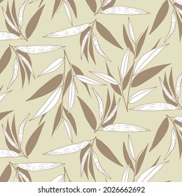 Seamless pattern of bamboo branches. Contour illustration. Design for fabric, print, wallpaper, packaging, textiles.